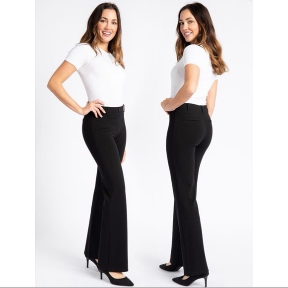 Betabrand Dress Pant Yoga Pants Boot Cut Classic in Black , Small Petite - Picture 3 of 13